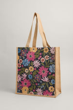 An image of the Seasalt Jute Shopper - Flower Mix in Multi.