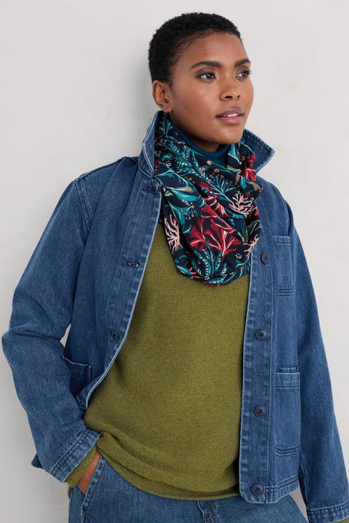 An image of the Seasalt May Garland Circle Scarf in Seaweed Bloom 