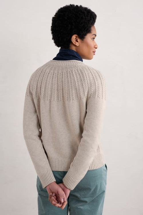 An image of the Seasalt Stone Chat Jumper in Aran / Grey.