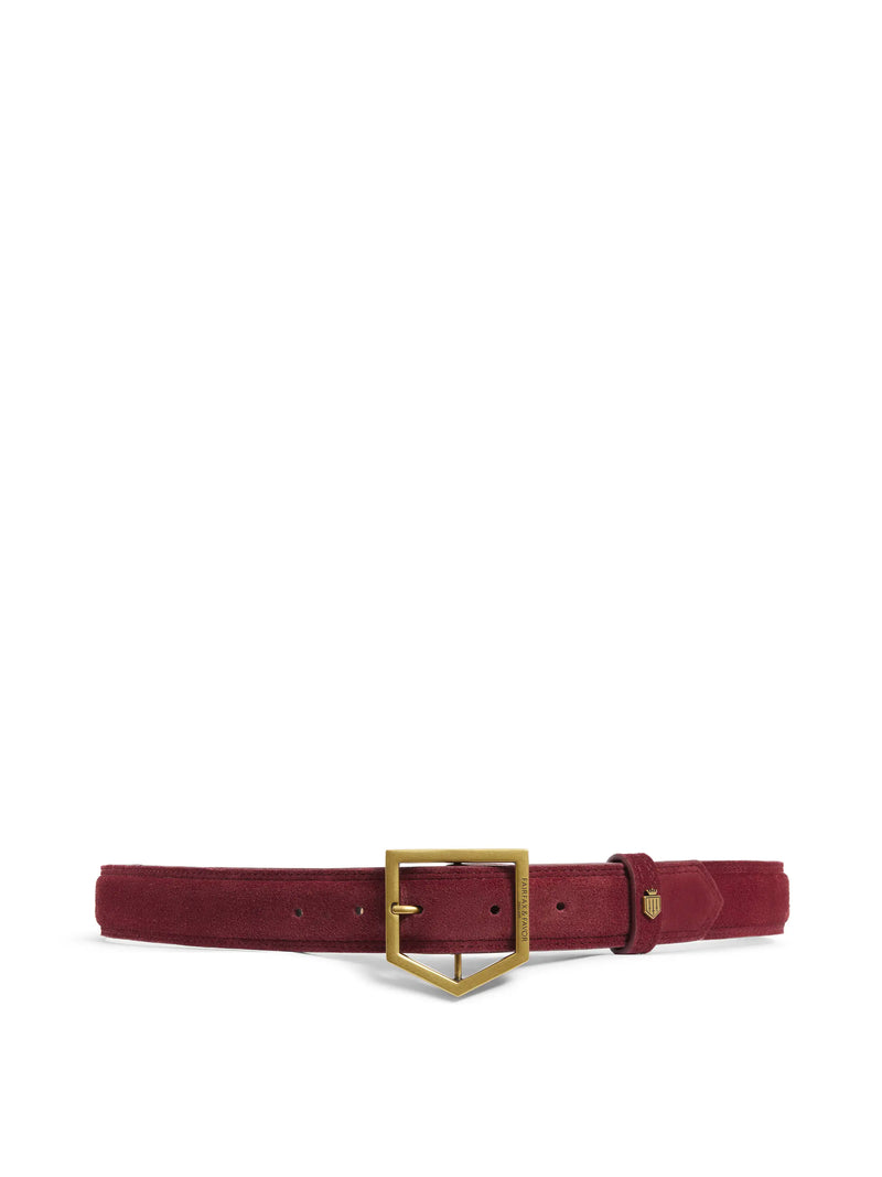 An image of the Fairfax & Favor Felbrigg Belt in Ruby Suede.