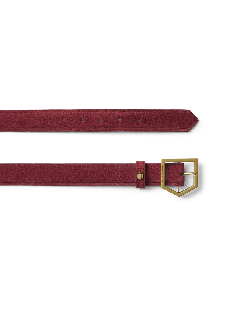 An image of the Fairfax & Favor Felbrigg Belt in Ruby Suede.