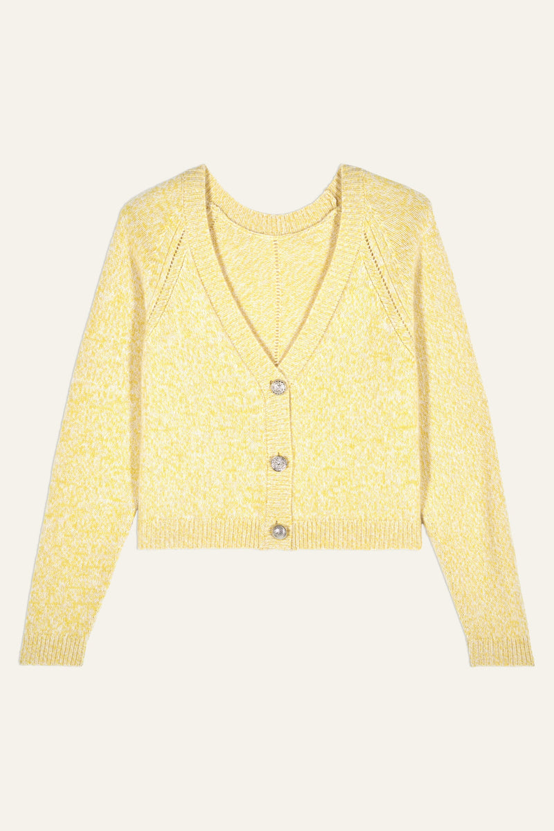 An image of the BA&SH Carila Cardigan in Yellow.