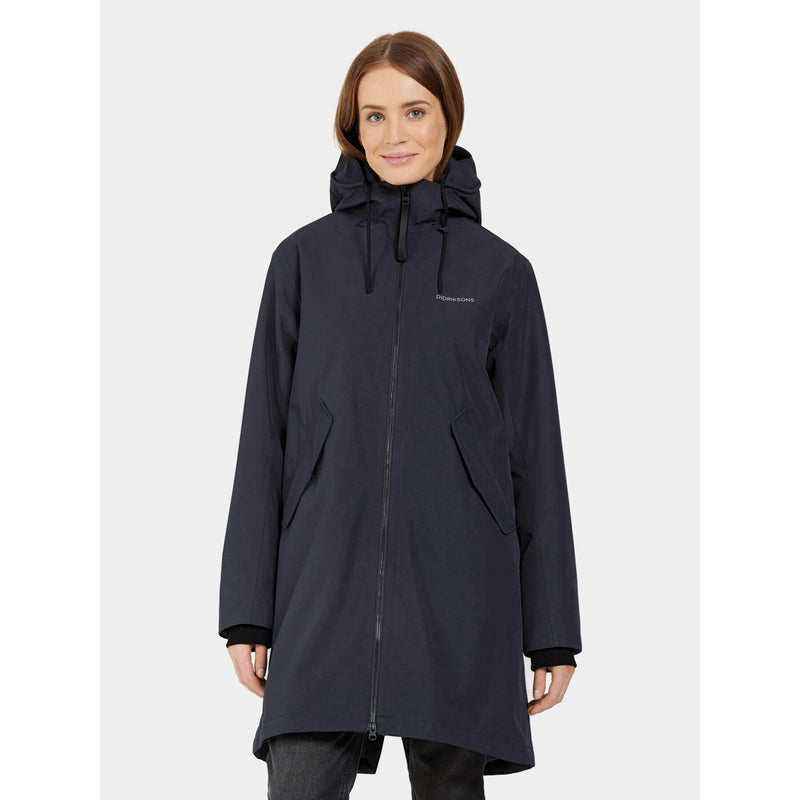 An image of the Didriksons Fia Parka in Dark Night Blue.