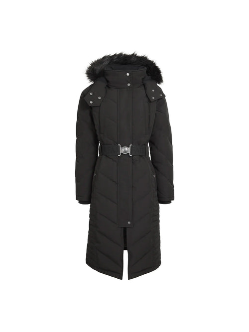 An image of the Fairfax & Favor Charlotte Padded Longline Coat in Black.