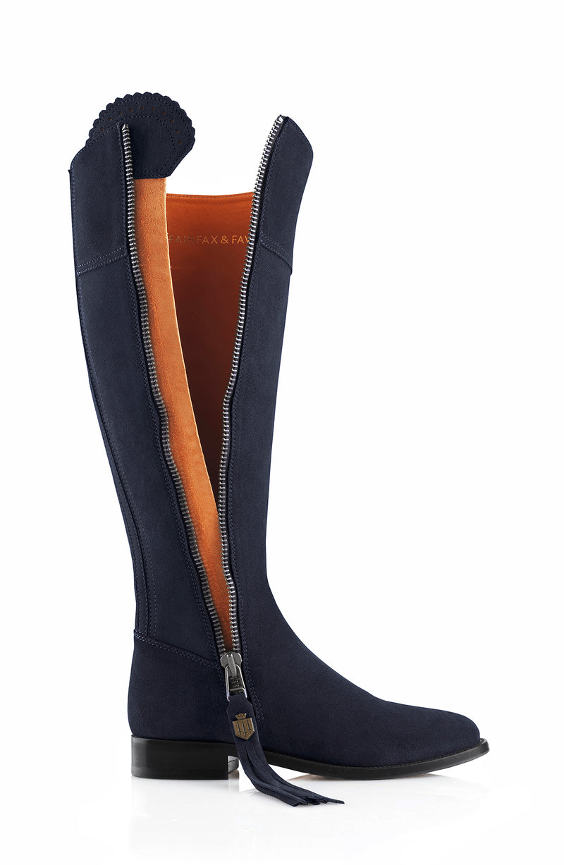 An image of the Fairfax & Favor Regina Flat Boots in Navy.