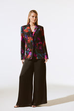 An image of a model wearing the Joseph Ribkoff Floral Blazer in Black/Multi.