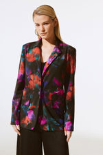 An image of a model wearing the Joseph Ribkoff Floral Blazer in Black/Multi.