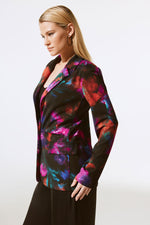 An image of a model wearing the Joseph Ribkoff Floral Blazer in Black/Multi.