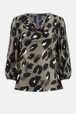 An image of the Joseph Ribkoff Animal Print Top in Black/Multi.