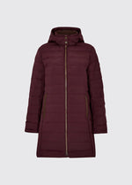 An image of the Dubarry Ballybrophy Down Filled Coat in Ox Blood.