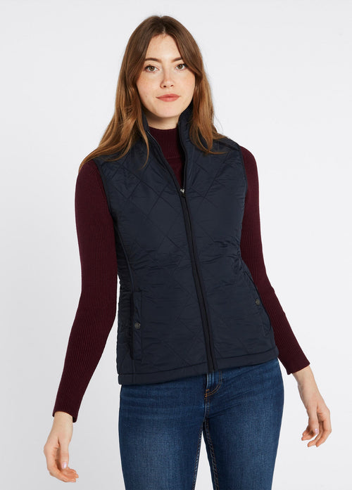 An image of the Dubarry Heywood Quilted Gilet in Navy.