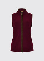 An image of the Dubarry Carbury Fleece Gilet in Ox Blood.