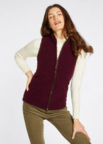 An image of the Dubarry Carbury Fleece Gilet in Ox Blood.