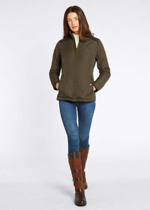 An image of the Dubarry Glenfarne Quilted Jacket in Olive.