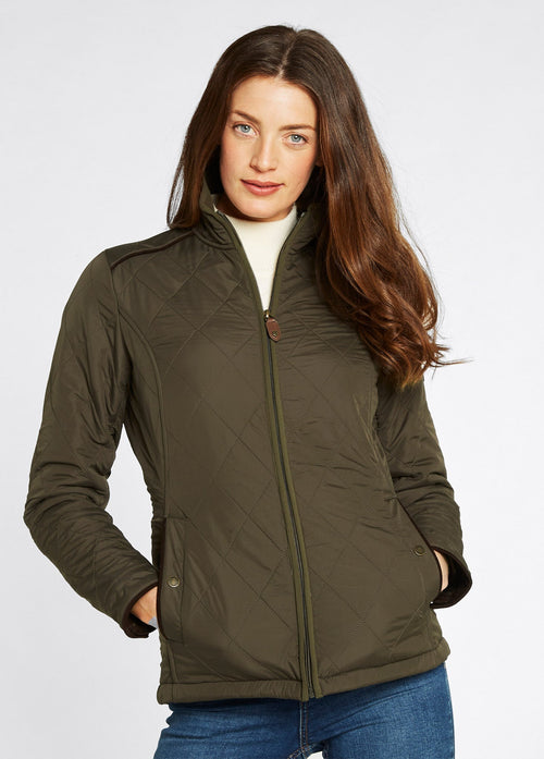 An image of the Dubarry Glenfarne Quilted Jacket in Olive.