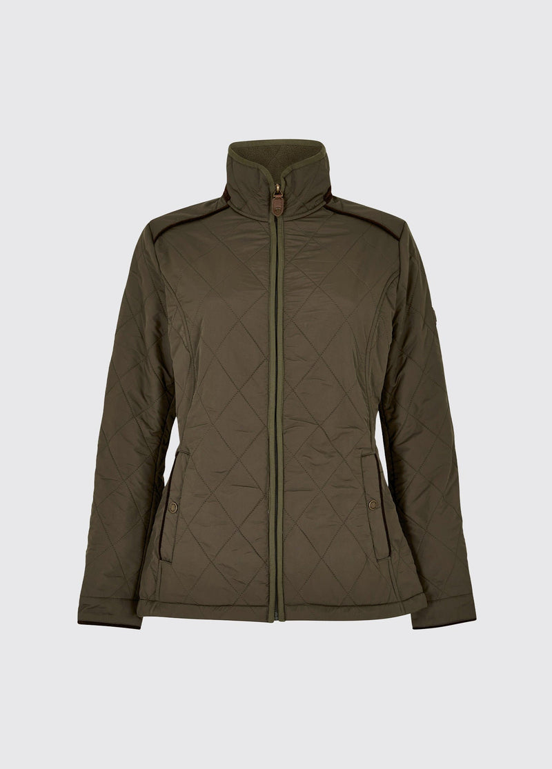 An image of the Dubarry Glenfarne Quilted Jacket in Olive.