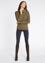 An image of the Dubarry Kirkwood Cable Stitch Sweater in Dusty Green.