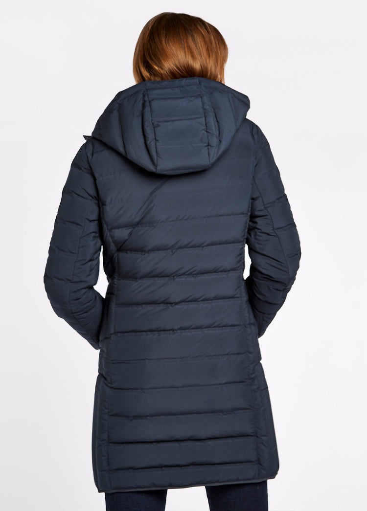 An image of the Dubarry Ballybrophy Down Filled Coat in Navy.