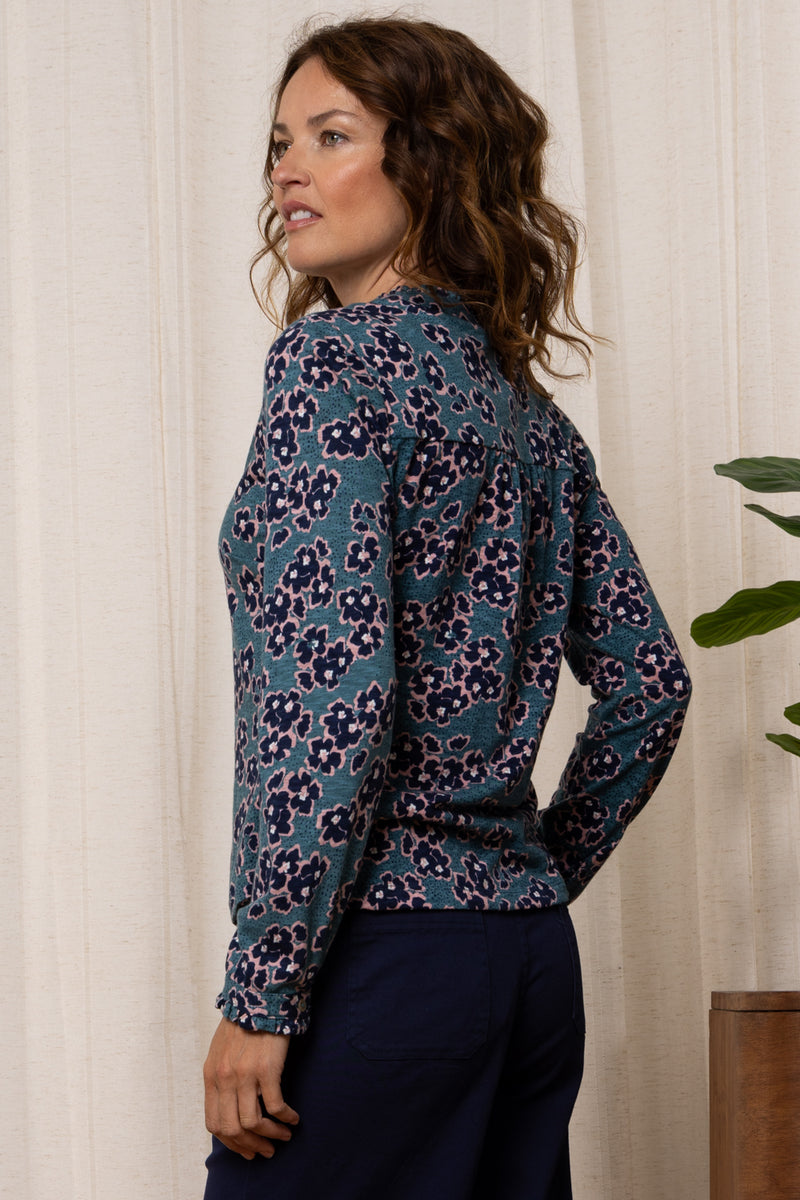 An image of the Lily & Me Hannah Frill Shirt Meadow in Duck Egg.