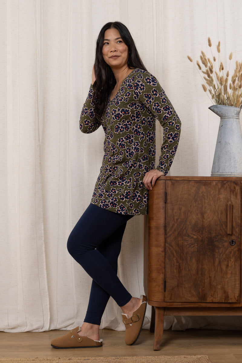 An image of the Lily & Me Clover Tunic Meadow in Olive.