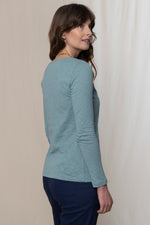 An image of the Lily & Me Monica Top in Duck Egg.