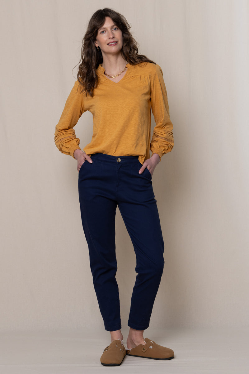 An image of the Lily & Me Bette Top in Mustard.