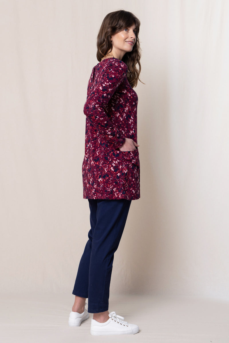 An image of the Lily & Me High Tea Tunic Joyce in Mulberry.