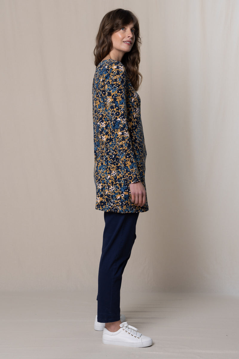 An image of the Lily & Me High Tea Tunic Hedgerow in Mustard.