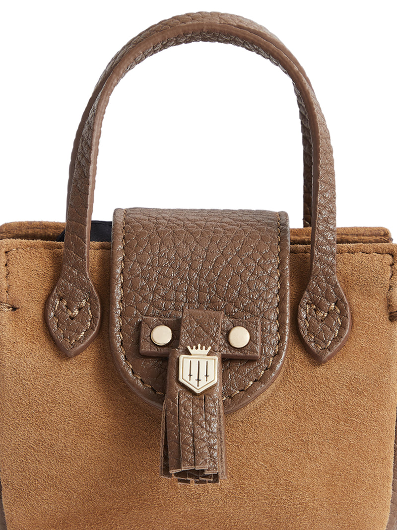 Fairfax & Favor Mini Windsor Shopping Tote in Tan Suede.