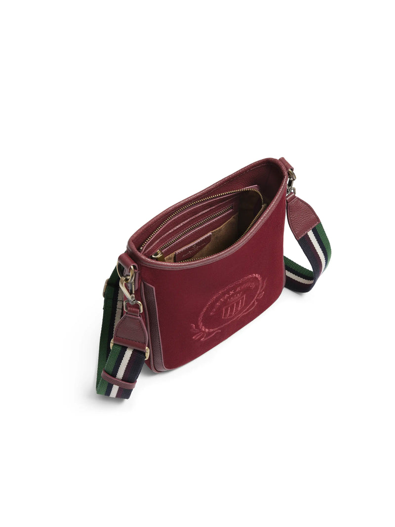 An image of the Fairfax & Favor Richmond Messenger Bag in Ruby.