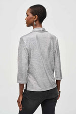 An image of a model wearing the Joseph Ribkoff Cowl Neck Top in Grey/Silver.