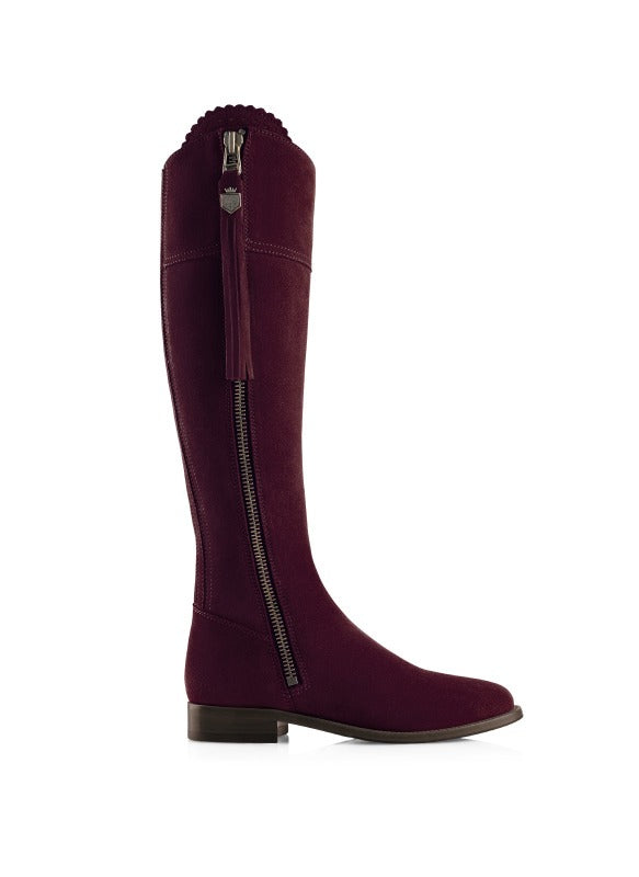 An image of the Fairfax & Favor Regina Flat Boots in Plum.