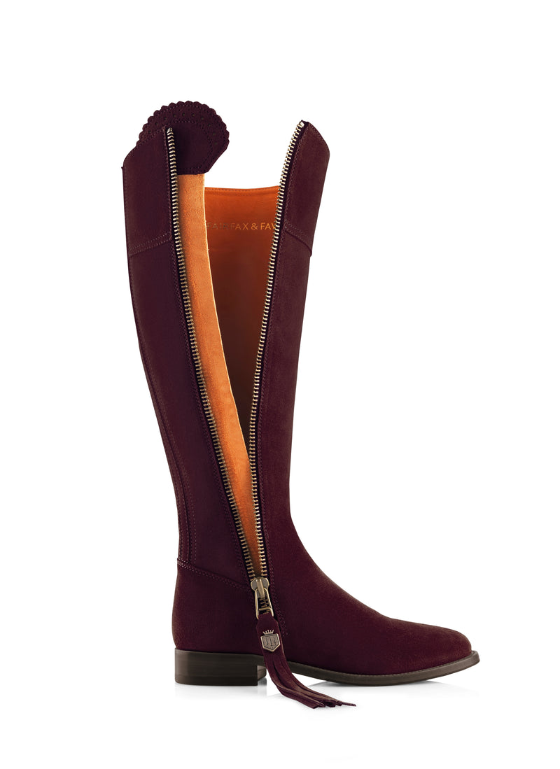 An image of the Fairfax & Favor Regina Flat Boots in Plum.