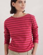 An image of the Seasalt Sailor Shirt in Breton Dahlia Coulis.