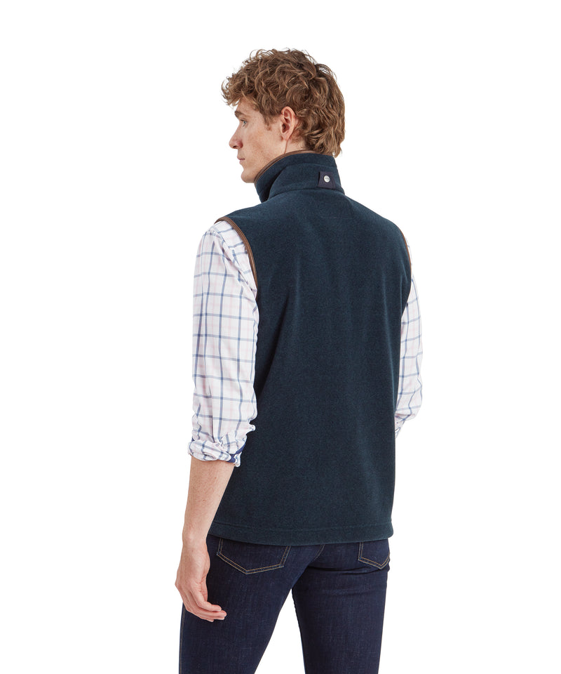 An image of the Schoffel Mens Oakham Fleece Gilet in Petrol Blue.