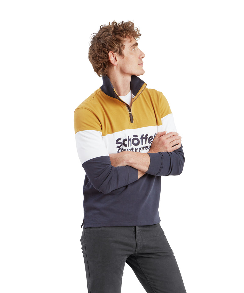 An image of the Schoffel Exeter Heritage 1/4 Zip in Mustard.