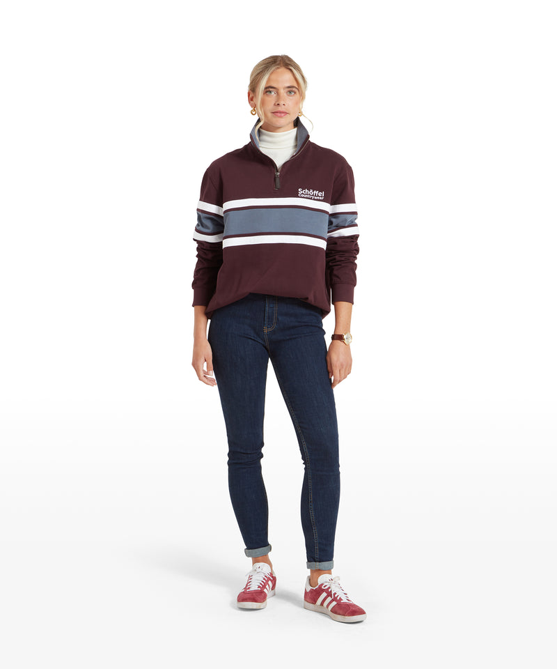 An image of the Schoffel Exmouth Heritage 1/4 Zip in Wine.