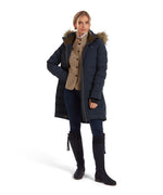 An image of the Schoffel Hurlingham Waterproof Down Coat in Carbon Navy.