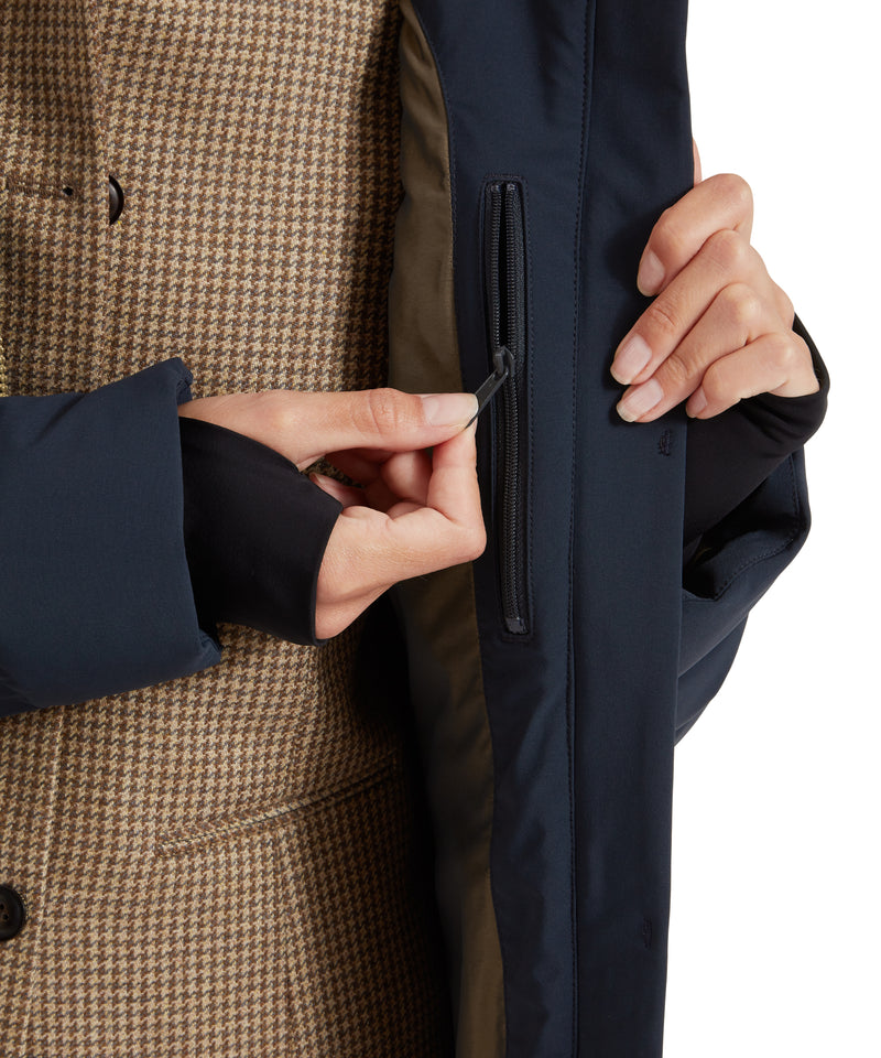 An image of the Schoffel Hurlingham Waterproof Down Coat in Carbon Navy.