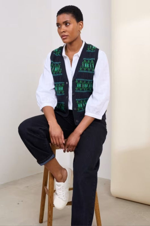 An image of the Seasalt Partridge Waistcoat Vest in Navy.