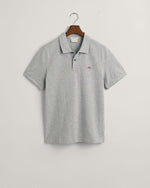 An image of the Gant Short Sleeve Pique Polo in Grey Melange.