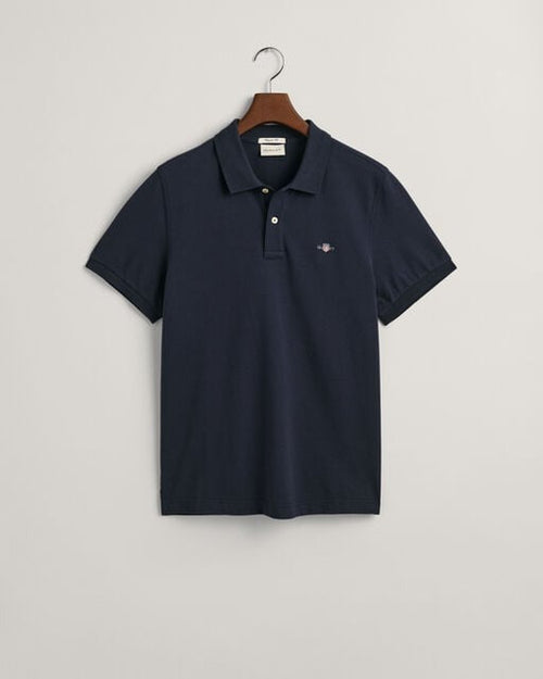 An image of the Gant Short Sleeve Pique Polo in Evening Blue.