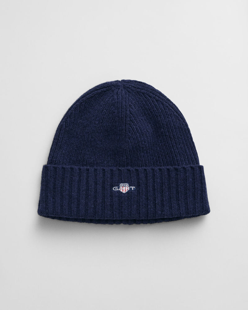 An image of the Gant Shield Wool Beanie in Marine.