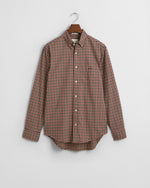 An image of the Gant Regular Fit Gingham Light Twill Shirt in Wine Red.