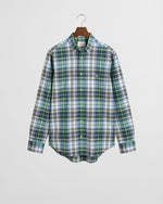 An image of the Gant Regular Fit Poplin Tartan Check Shirt in Deep Forest Green.