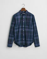 An image of the Gant Regular Fit Garment Dyed Checked Shirt in Dusty Navy.