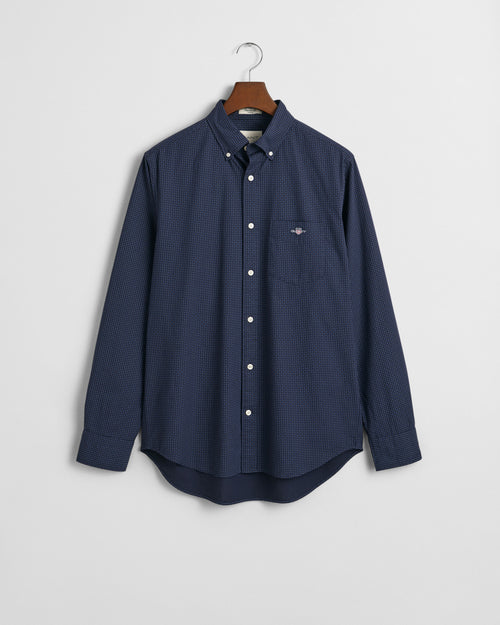 An image of the Gant Regular Fit Micro Print Shirt in Evening Blue.