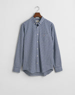 An image of the Gant Regular Fit Poplin Small Check Shirt in College Blue.