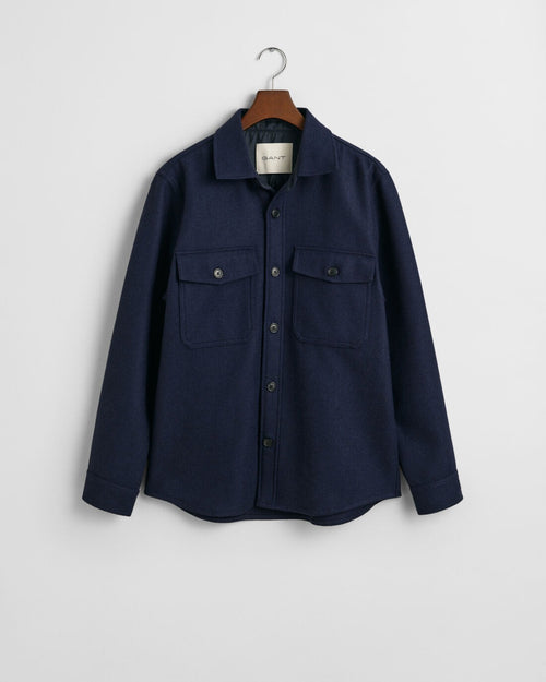 An image of the Gant Wool Blend Overshirt in Evening Blue.