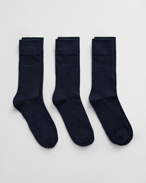 An image of the Gant Soft Cotton Socks 3-Pack in Marine.